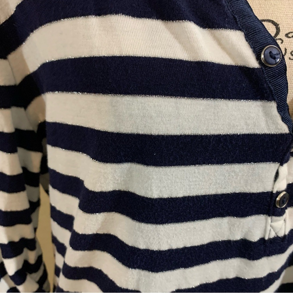 New York & Company Navy and White Striped Top - Picture 4 of 10